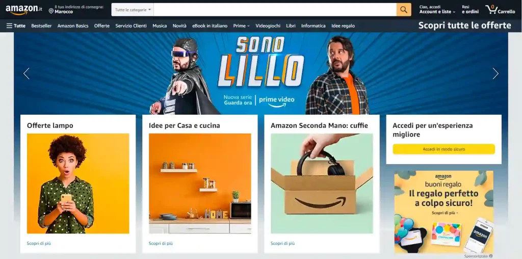 1. موقع Amazon.it