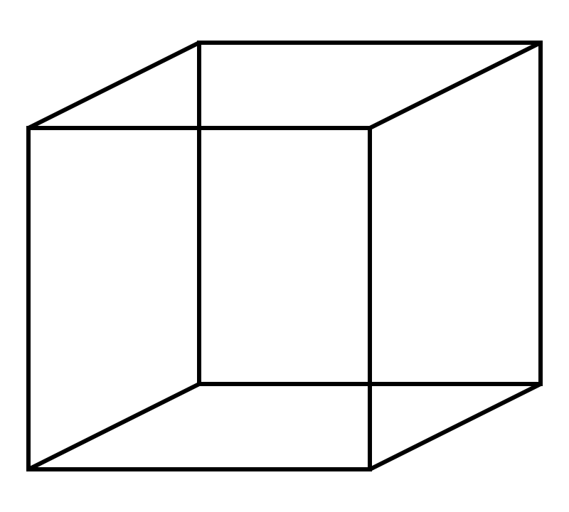 Necker Cube الشهير كمكعب يواجه أحد الاتجاهين المحتملين