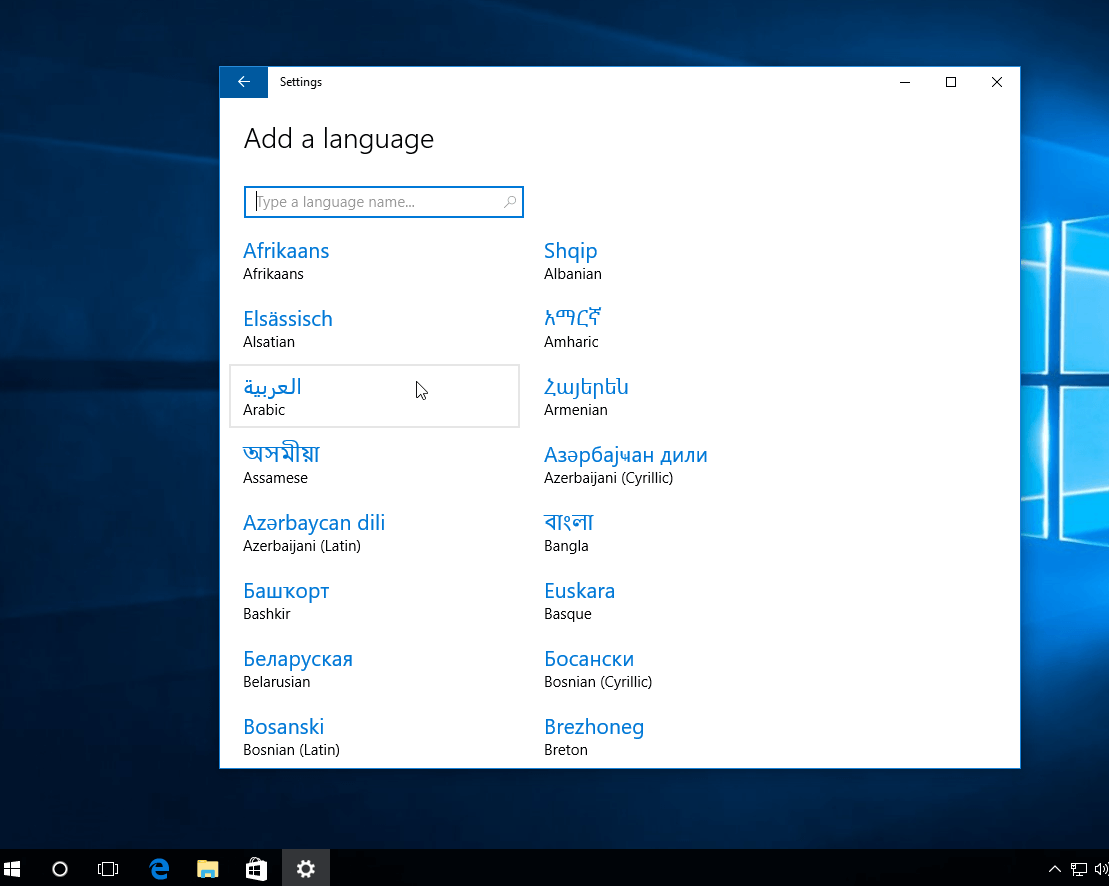 add arabic to windows10 step 3