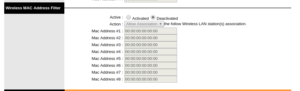 Wireless MAC Address Filter 1