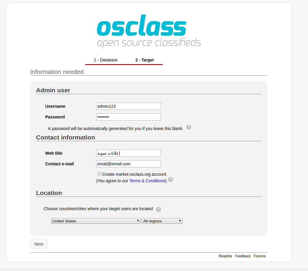 how to install Osclass step 4