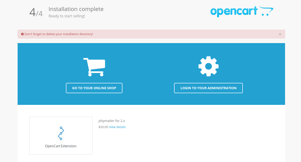 install opencart step 8