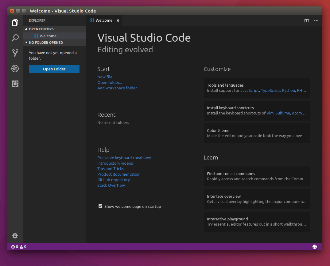 Visual Studio Code step 1