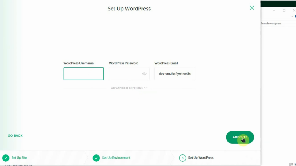 add username and password for wordpress admin
